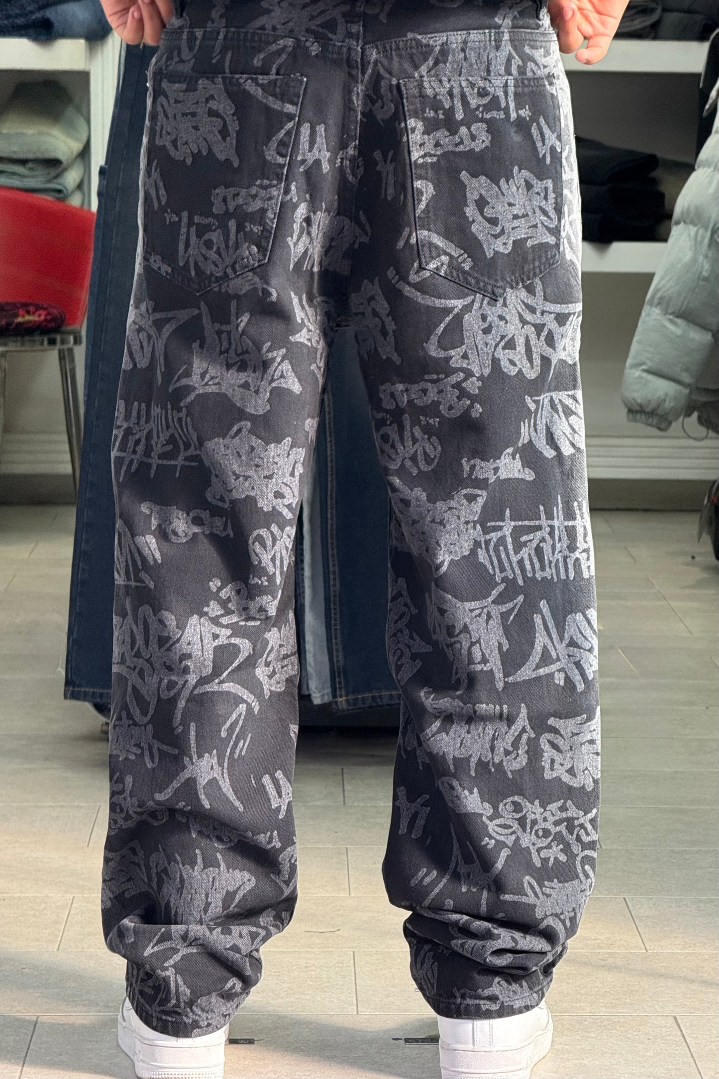 BAGGY JEANS GRAFFITI DEGRADE NOIR