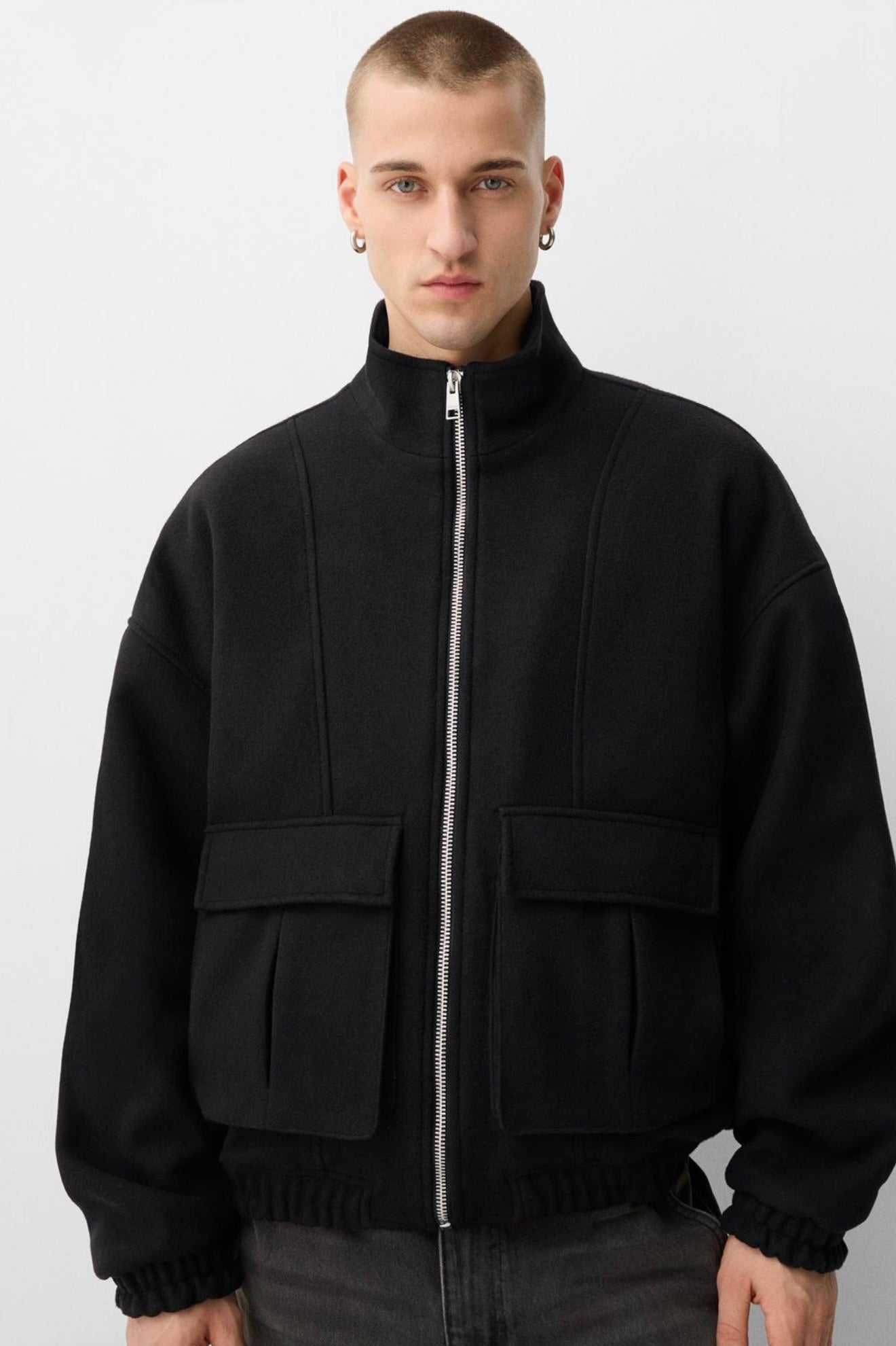 FELT TEXTURE JACKET BLACK BERSHKA