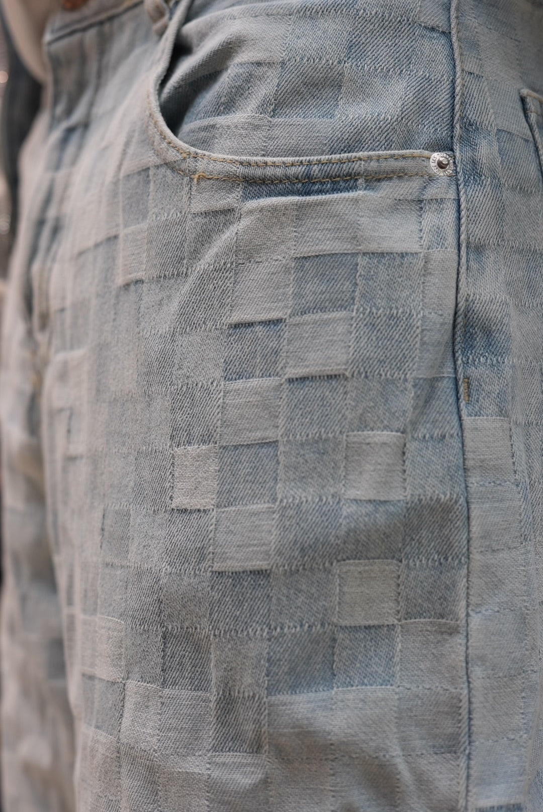 ENSEMBLE A CARREAUX BLEU DELAVE