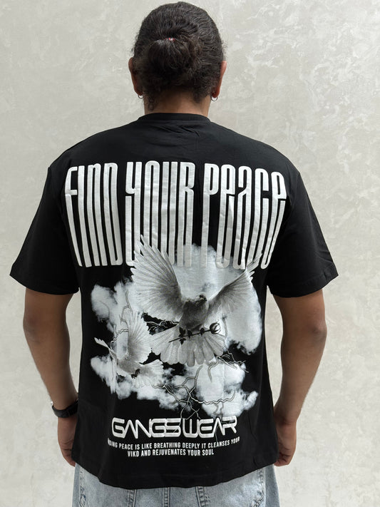 T-SHIRT FIND YOUR PEACE NOIR YG-245