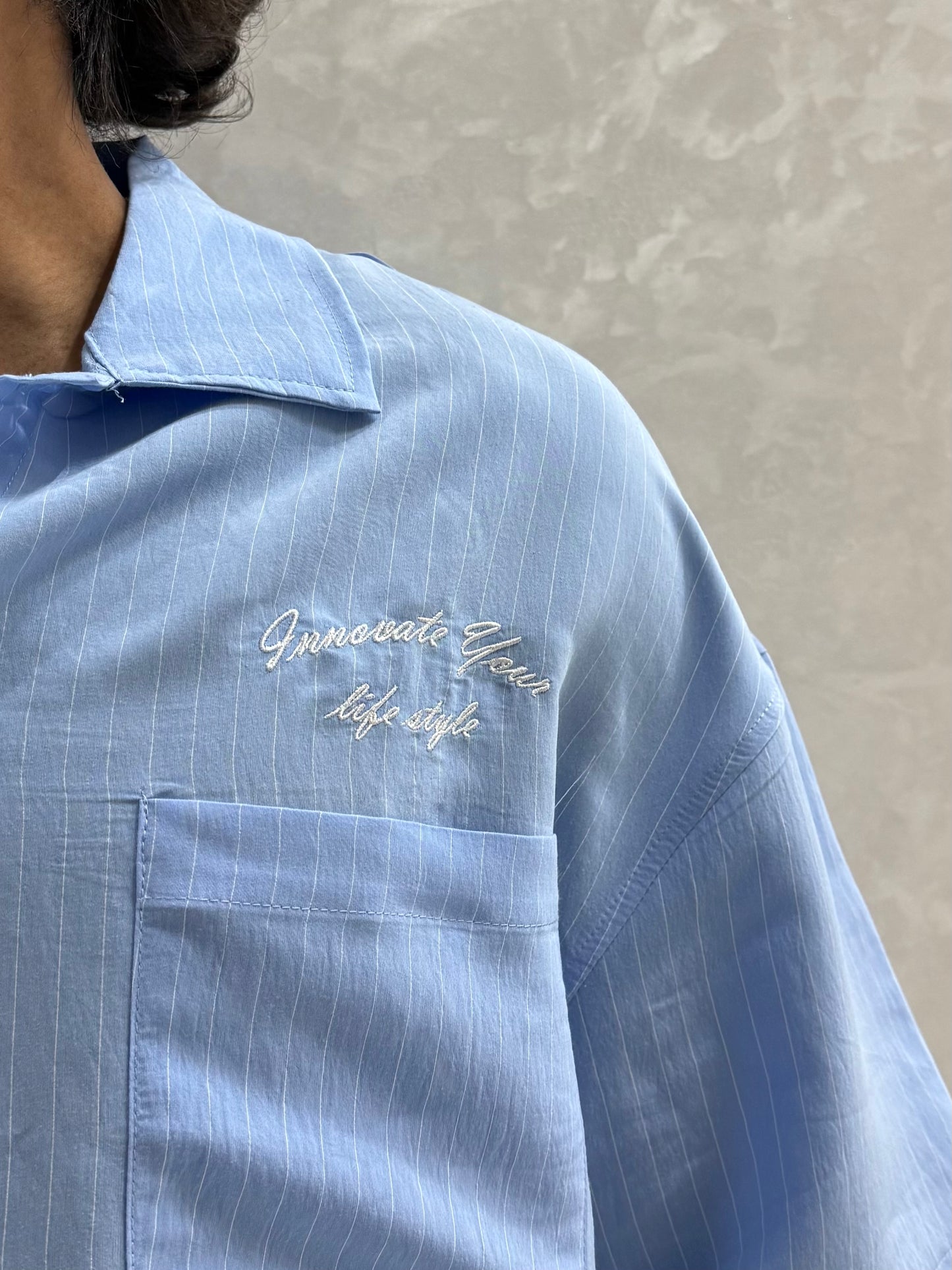 CHEMISE RAYEE LIFE STYLE BLEU (ES) E40-10