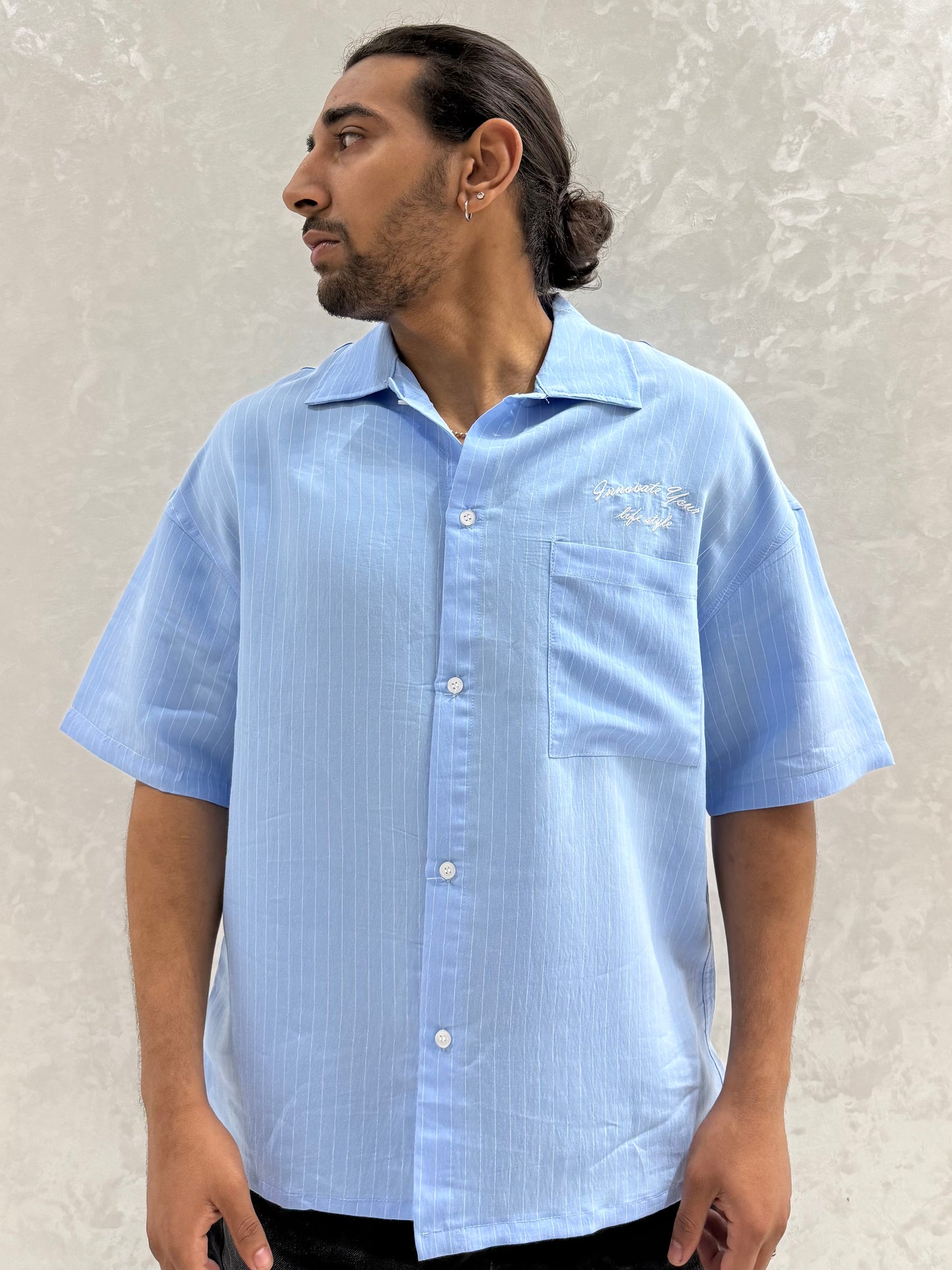 CHEMISE RAYEE LIFE STYLE BLEU (ES) E40-10