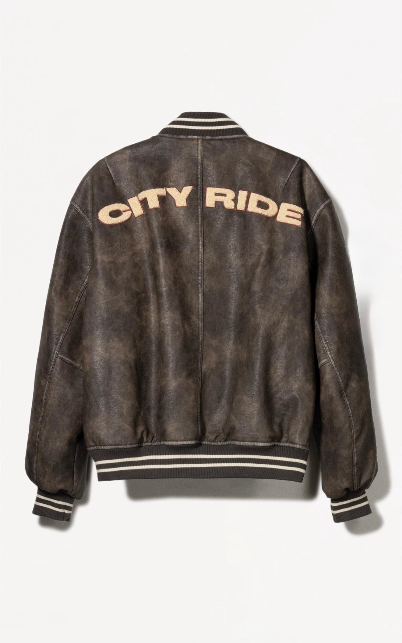 FAUX LEATHER BOMBER JACKET BROWN BERSHKA