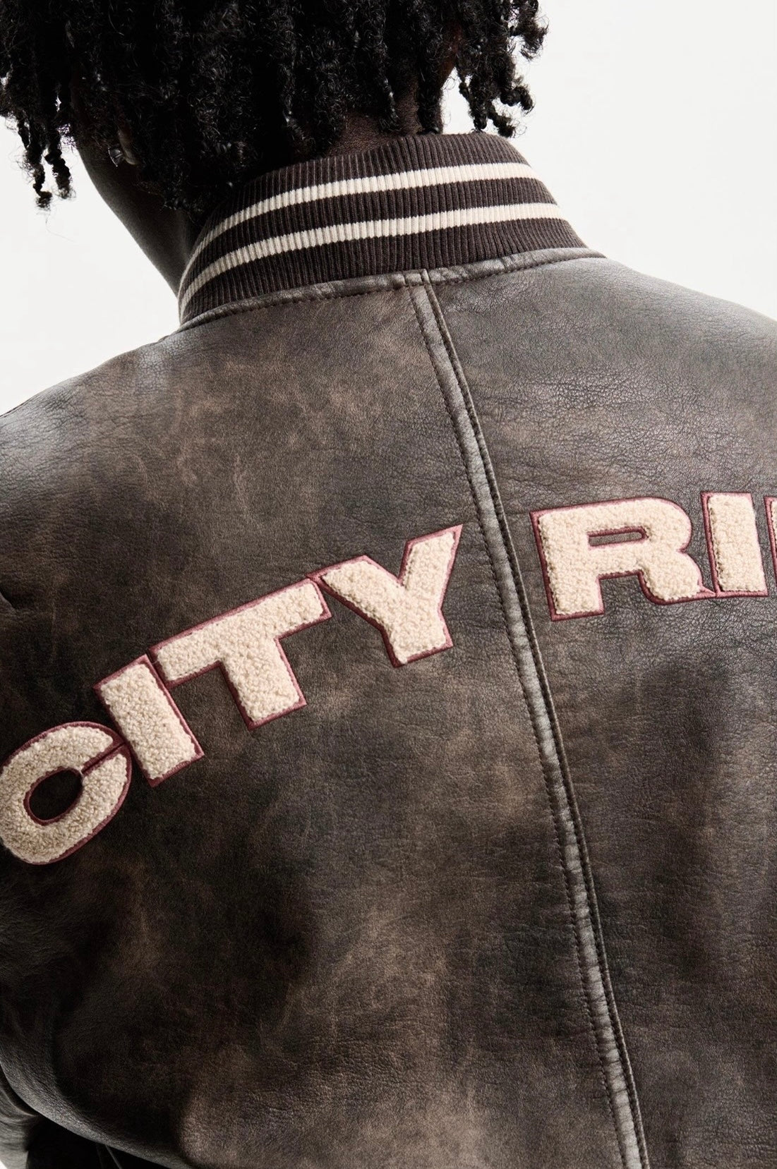 FAUX LEATHER BOMBER JACKET BROWN BERSHKA