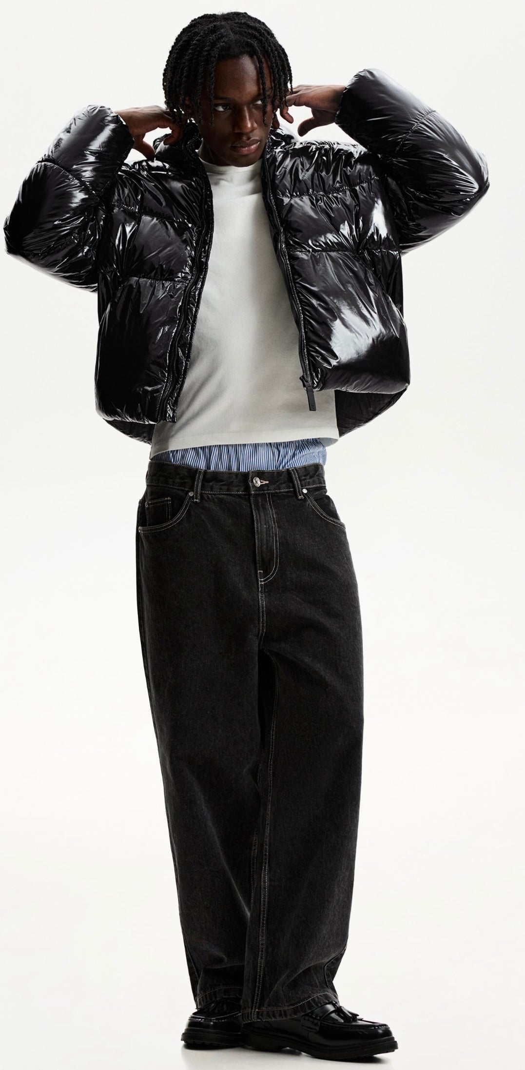 PUFFER JACKET WITH HOOD BLACK BERSHKA