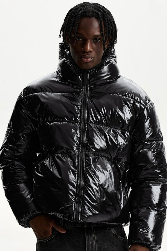 PUFFER JACKET WITH HOOD BLACK BERSHKA
