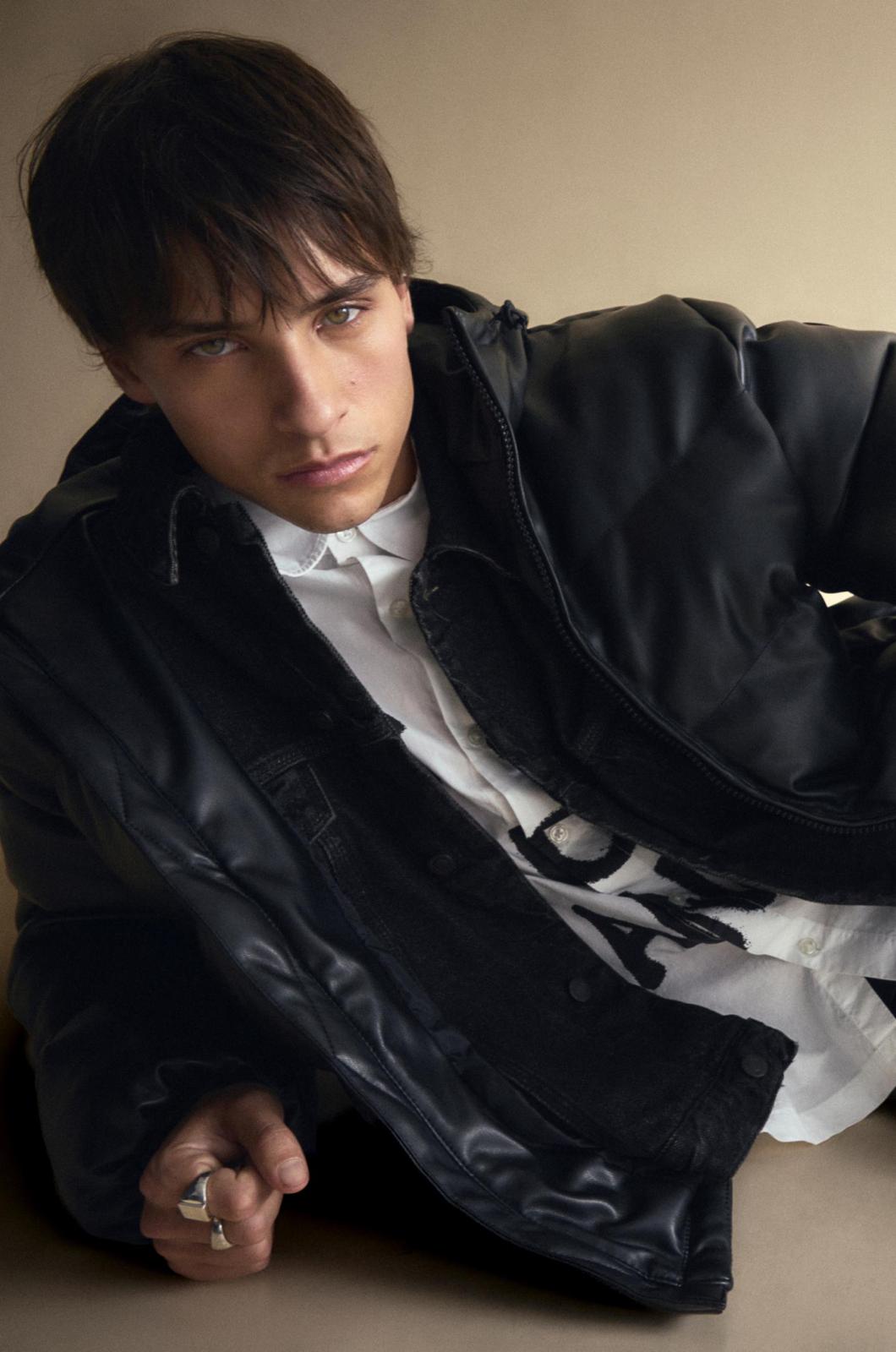 FAUX LEATHER PUFER JACKET STWD P&B