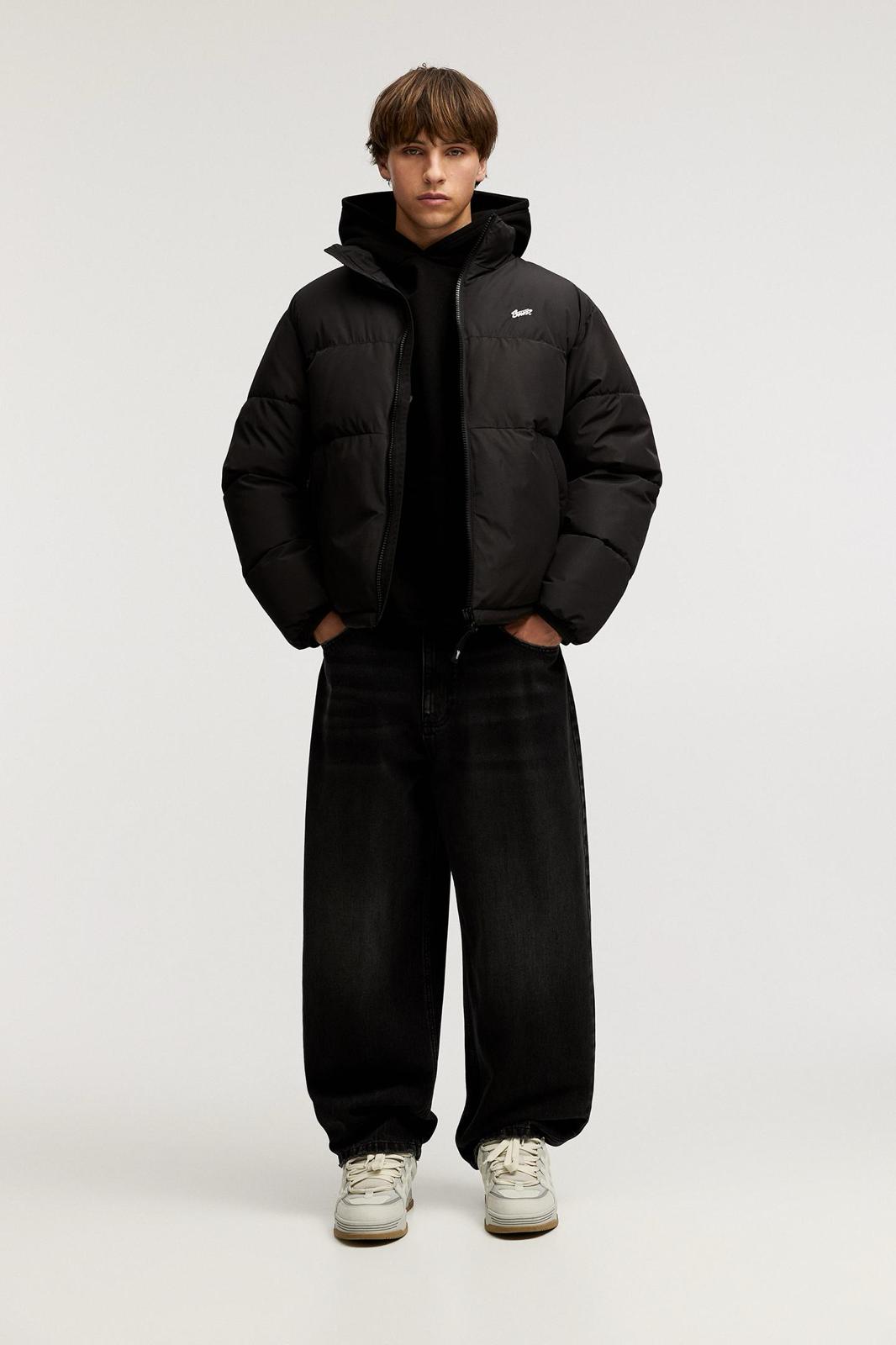 PUFER JACKET STWD BLACK P&B