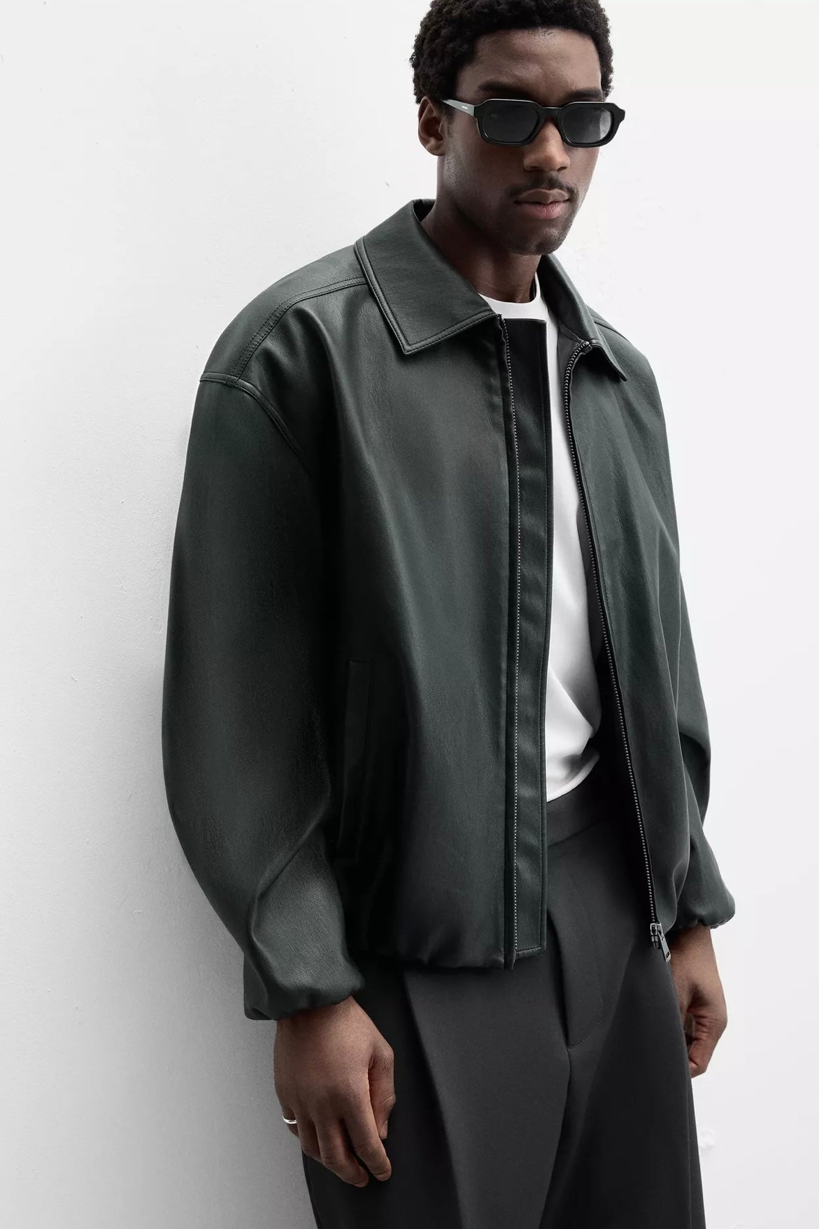 LEATHER EFFECT JACKET BLACK ZARA