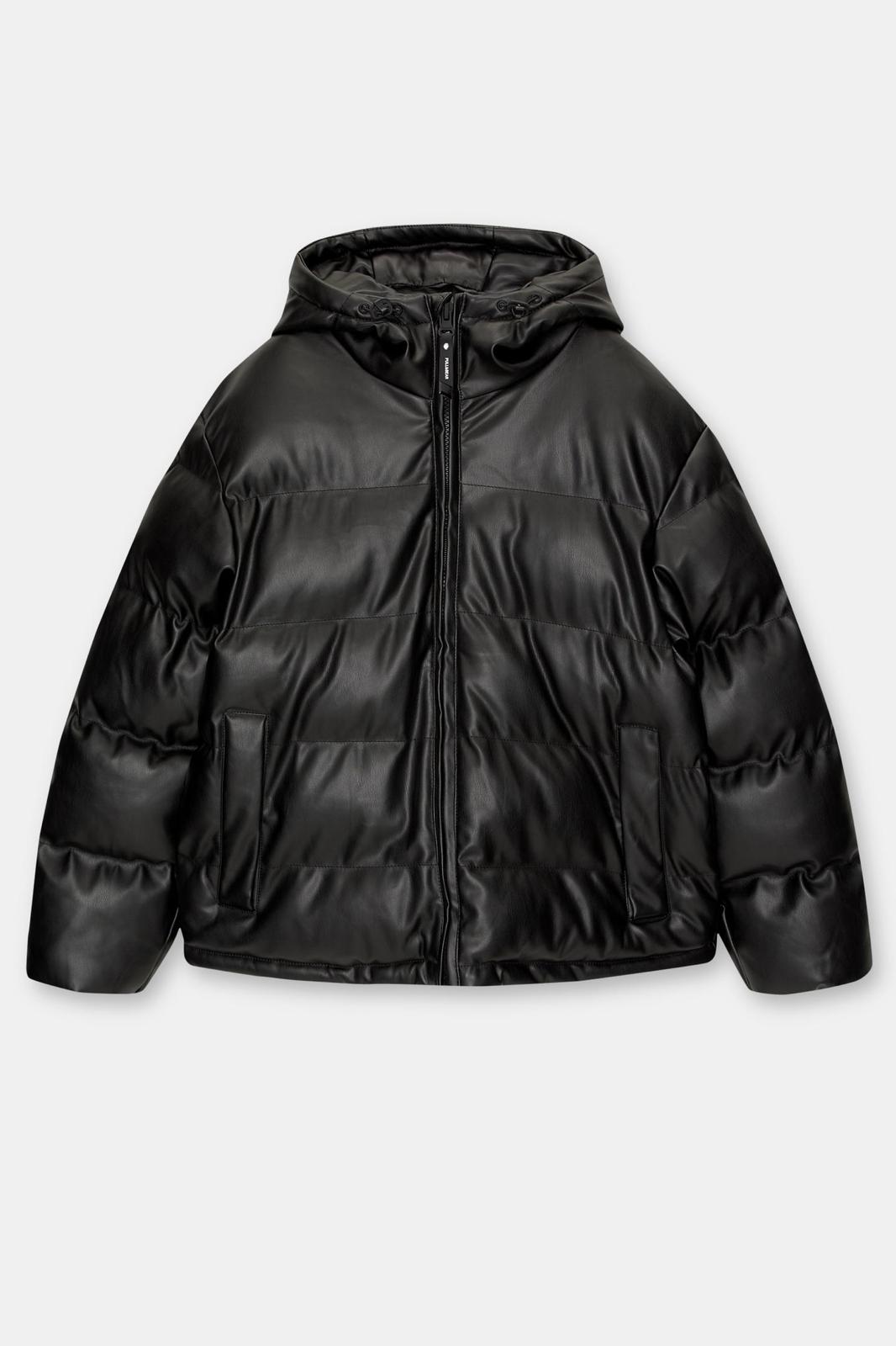 FAUX LEATHER PUFER JACKET STWD P&B