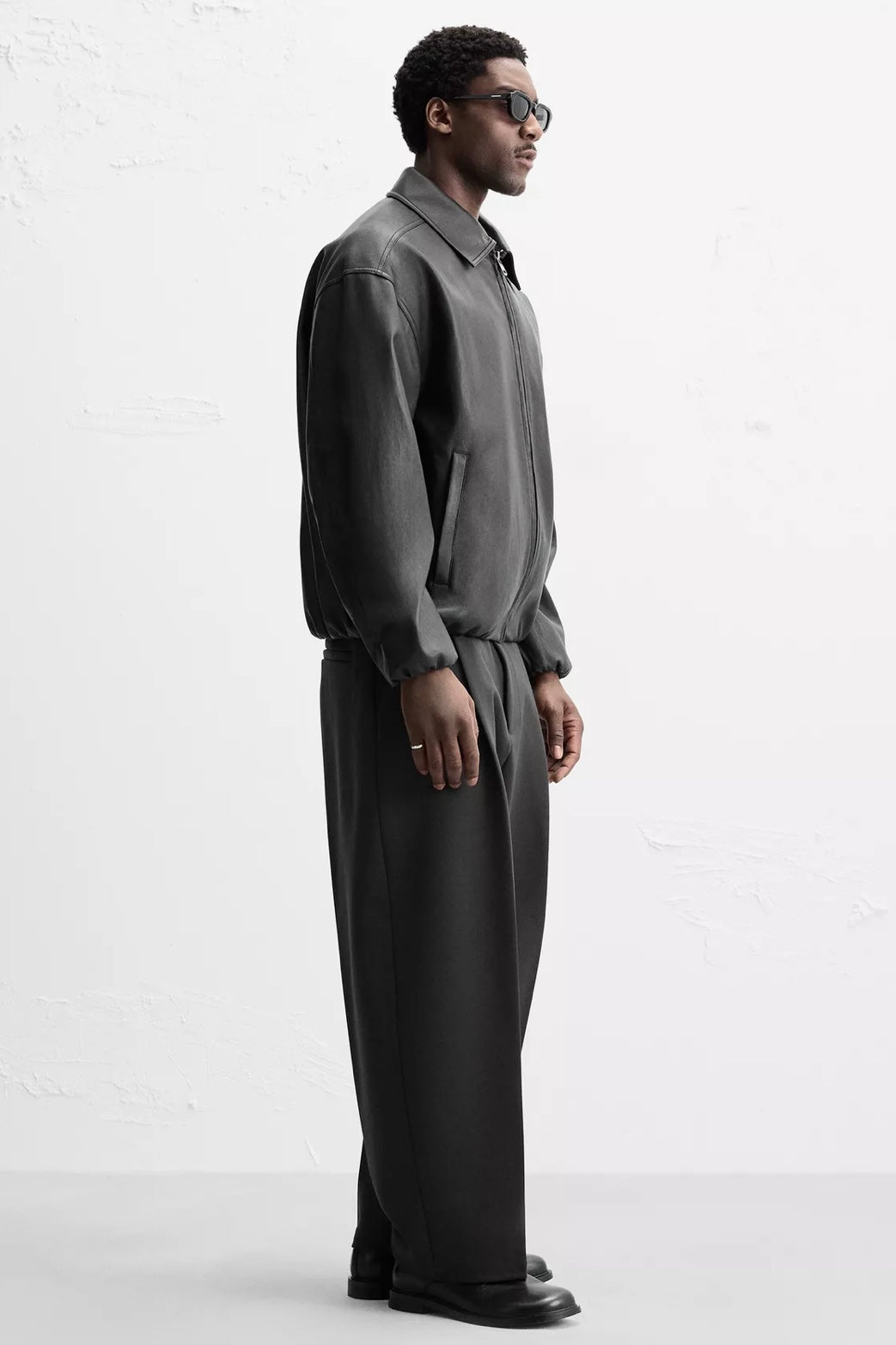 LEATHER EFFECT JACKET BLACK ZARA