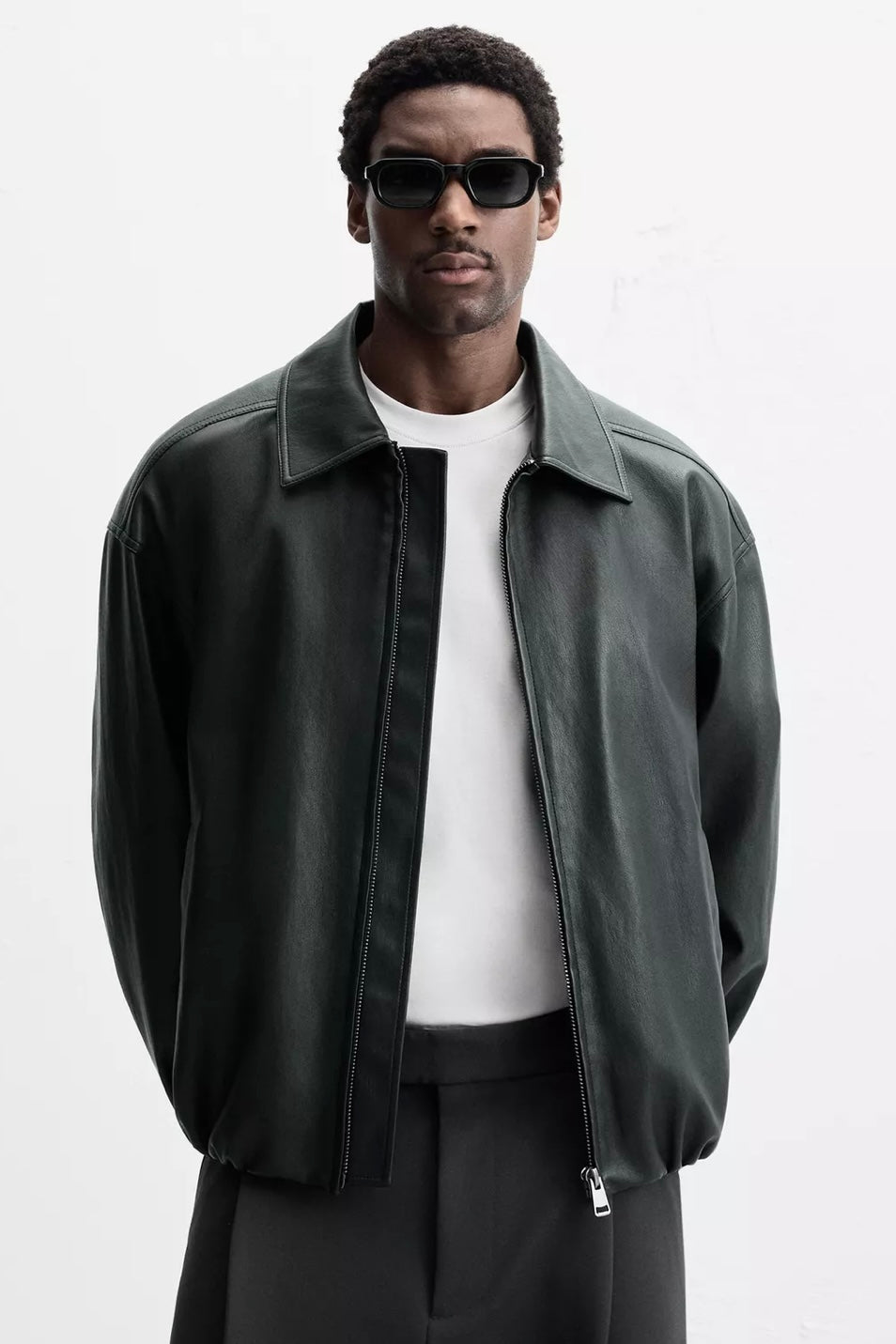 LEATHER EFFECT JACKET BLACK ZARA