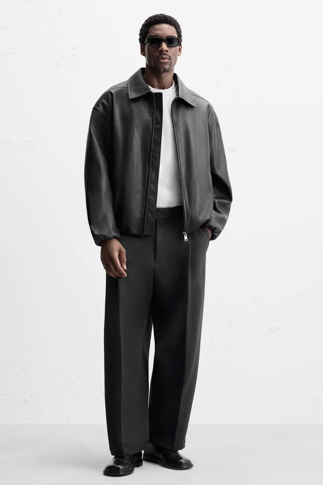 LEATHER EFFECT JACKET BLACK ZARA