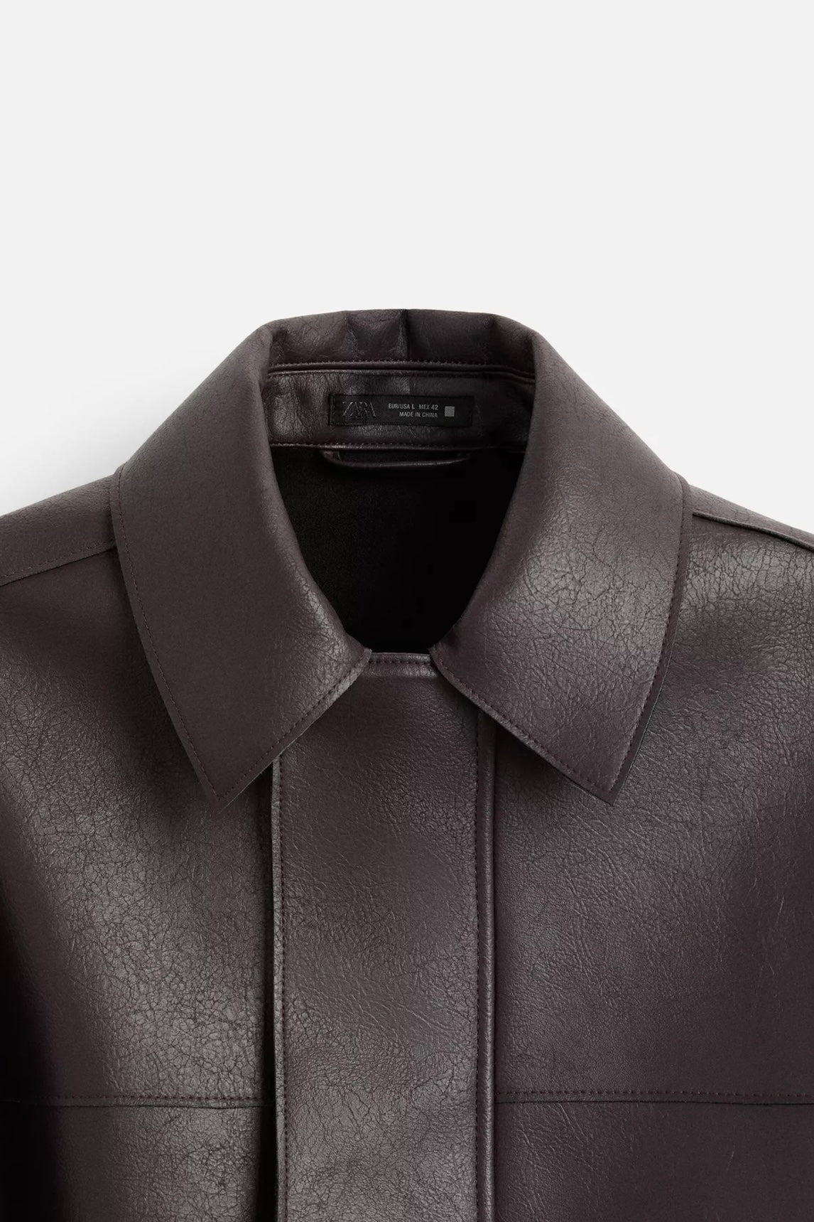 LEATHER EFFECT JACKET BURGUNDY ZARA