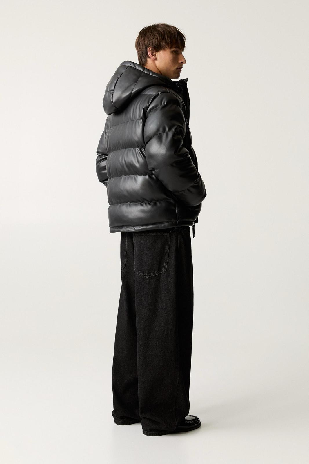 FAUX LEATHER PUFER JACKET STWD P&B