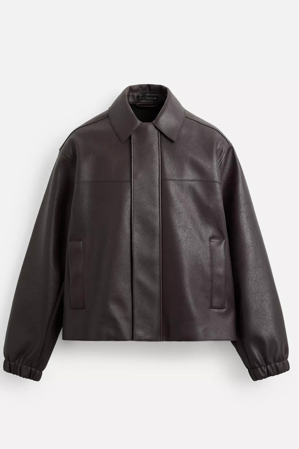 LEATHER EFFECT JACKET BURGUNDY ZARA