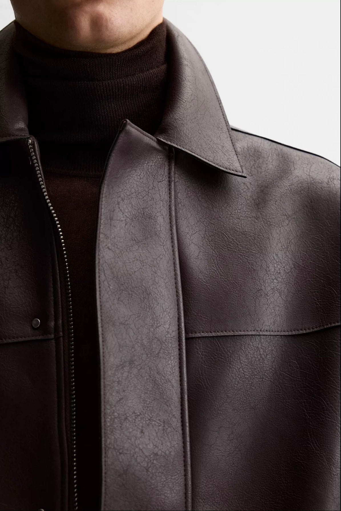 LEATHER EFFECT JACKET BURGUNDY ZARA