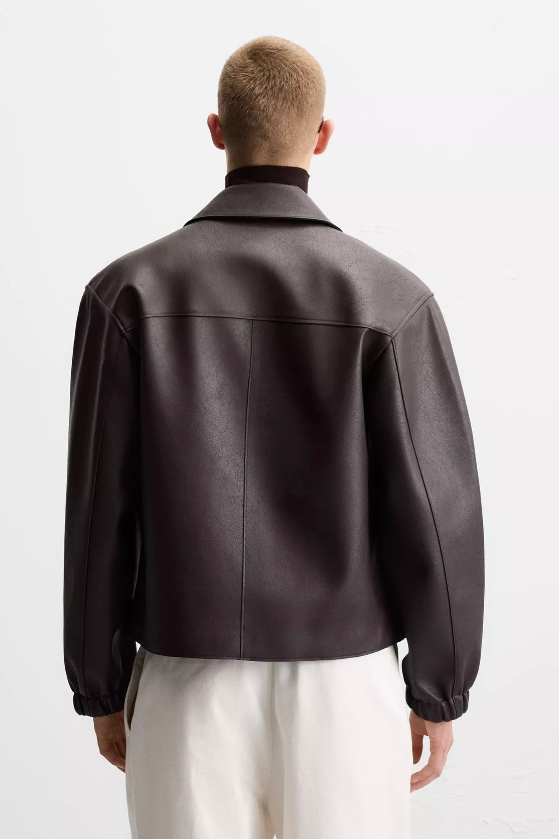 LEATHER EFFECT JACKET BURGUNDY ZARA