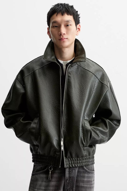 EMBOSSED FAUX LEATHER JACKET ZARA