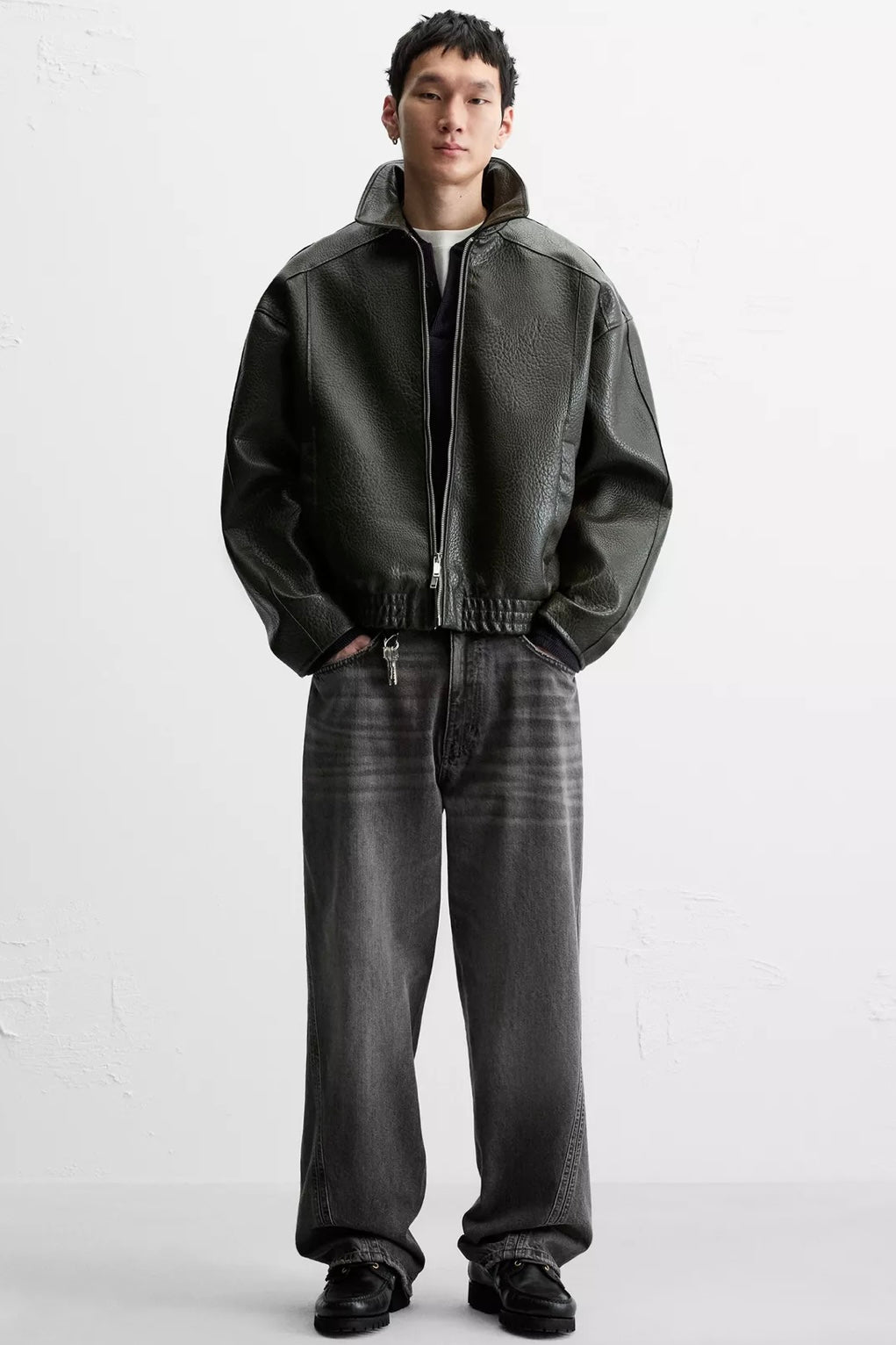 EMBOSSED FAUX LEATHER JACKET ZARA