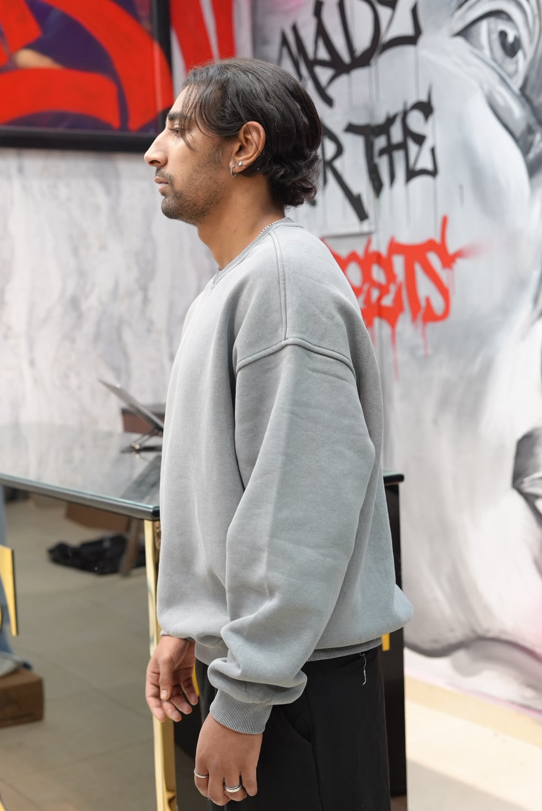 SWEATSHIRT WASHED GREY V70-107