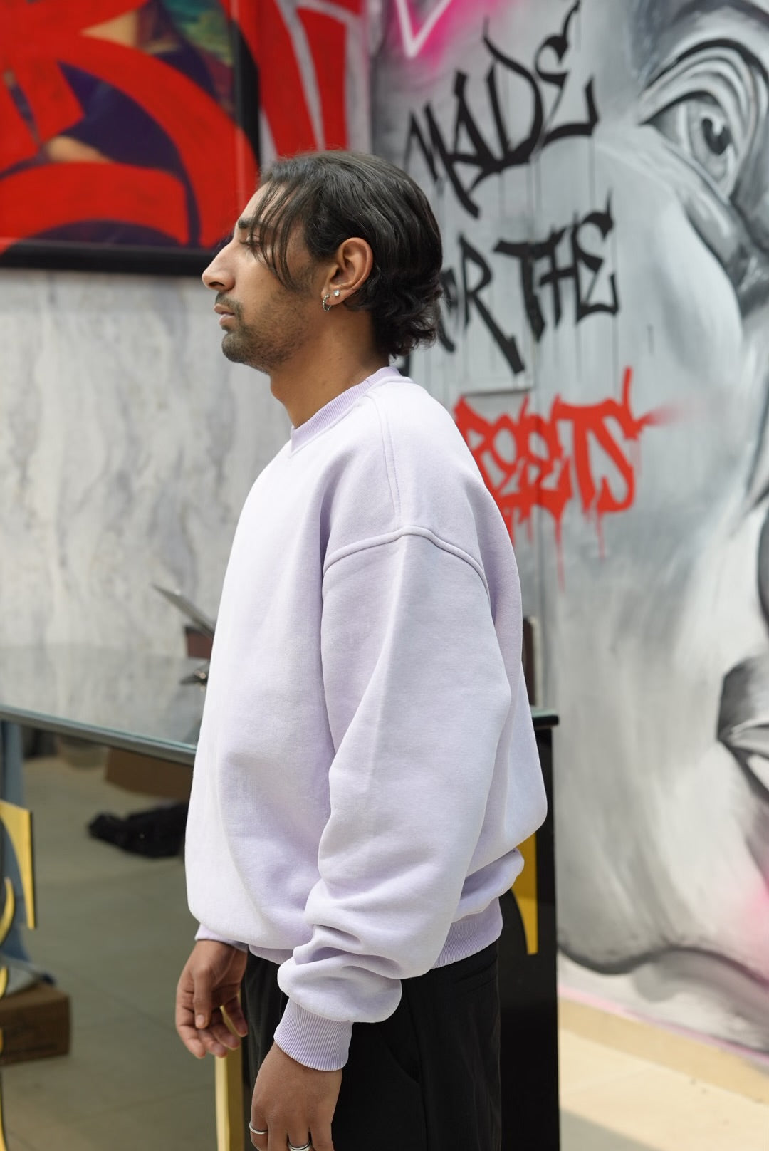 SWEATSHIRT WASHED PURPLE V70-107