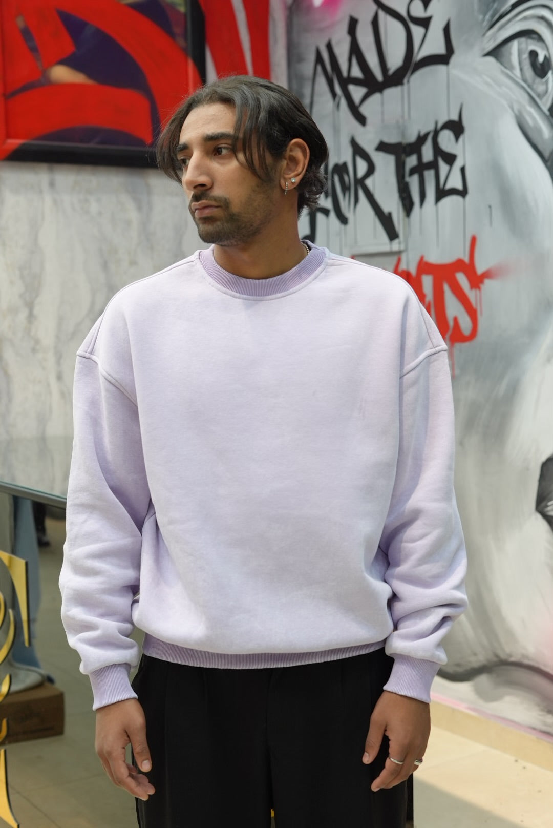 SWEATSHIRT WASHED PURPLE V70-107
