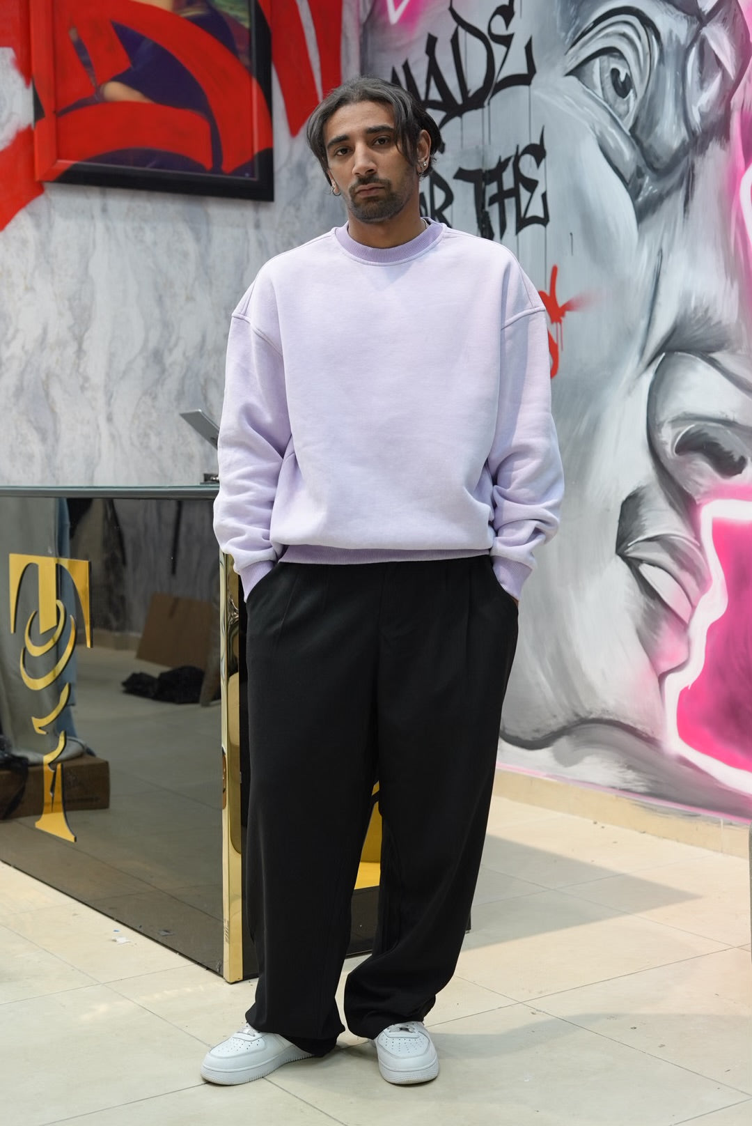 SWEATSHIRT WASHED PURPLE V70-107