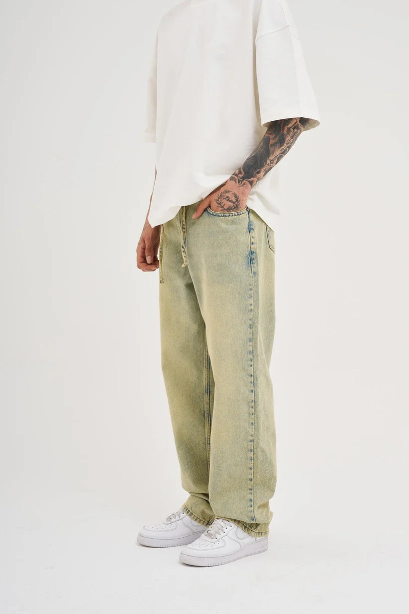 BAGGY DENIM PANTS MINT GREEN M16042