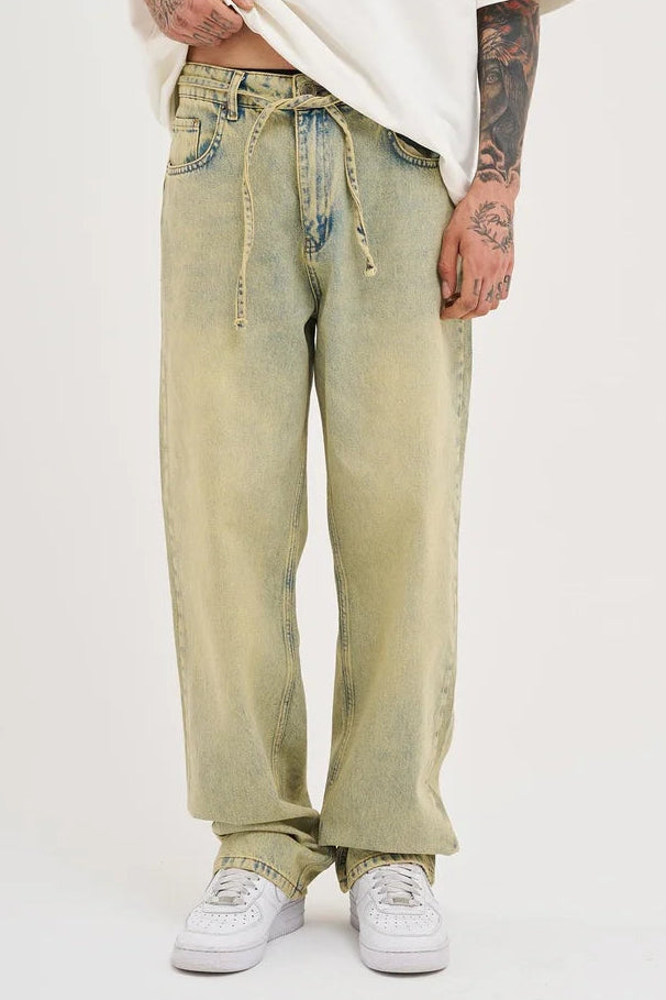 BAGGY DENIM PANTS MINT GREEN M16042