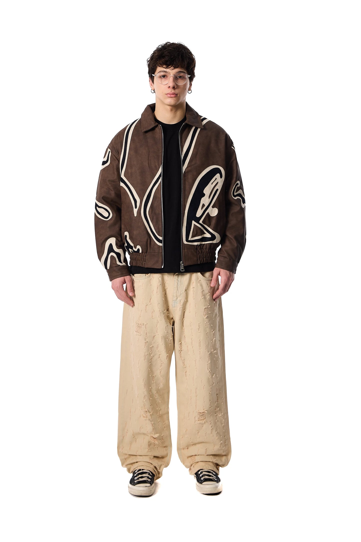 JACKET FAUX LEATHER BROWN 114-k