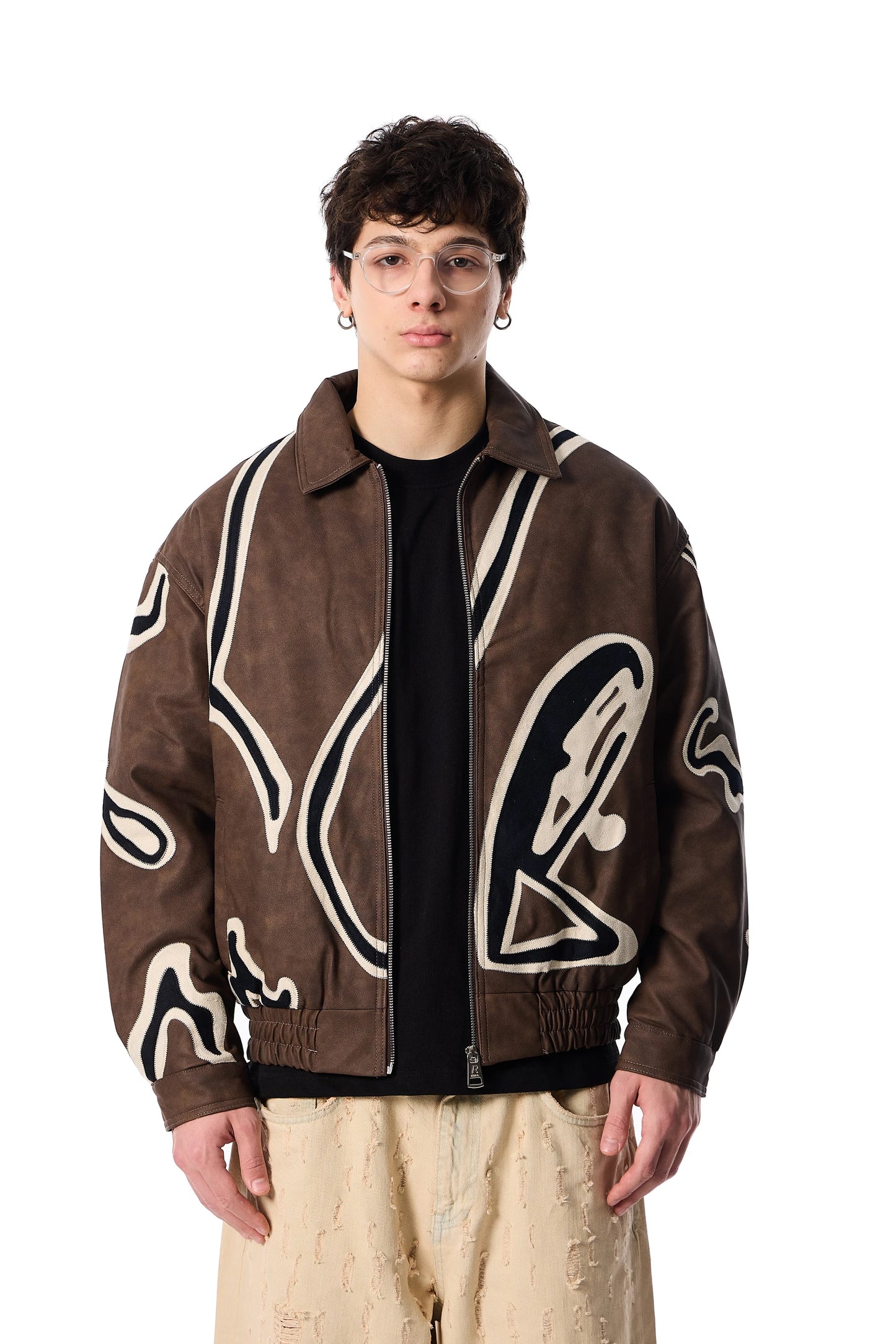 JACKET FAUX LEATHER BROWN 114-k