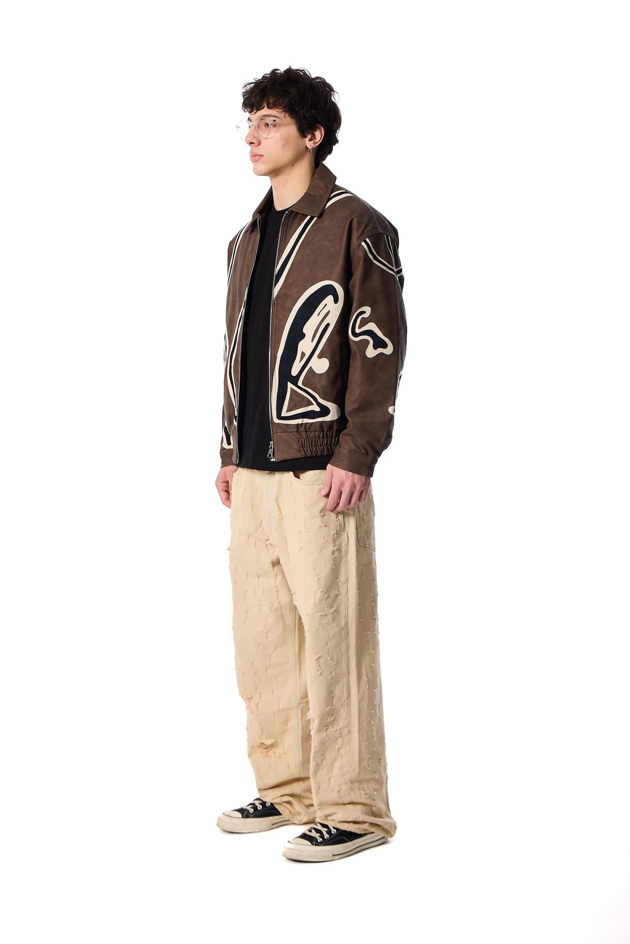 JACKET FAUX LEATHER BROWN 114-k