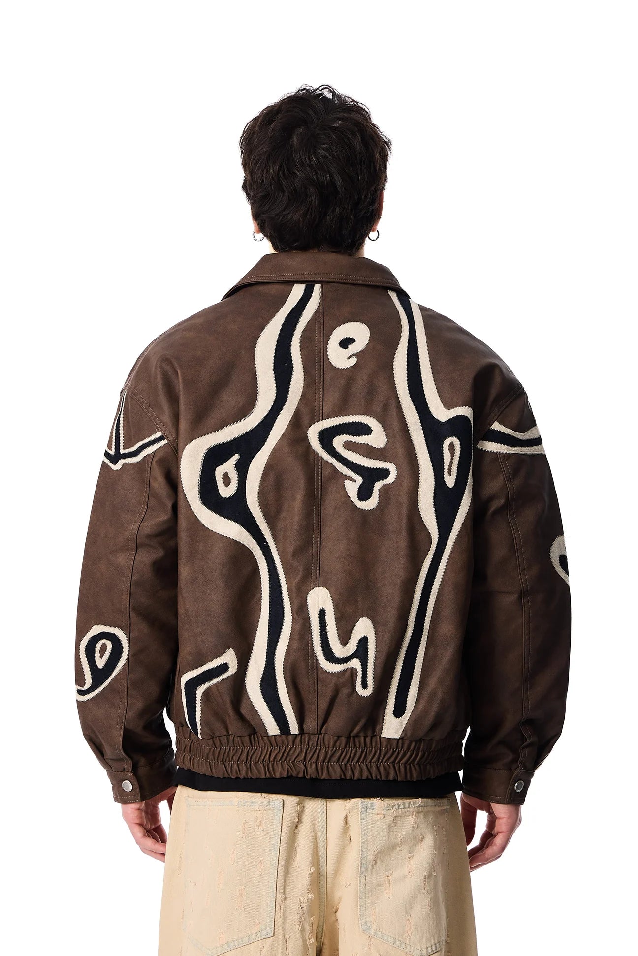 JACKET FAUX LEATHER BROWN 114-k