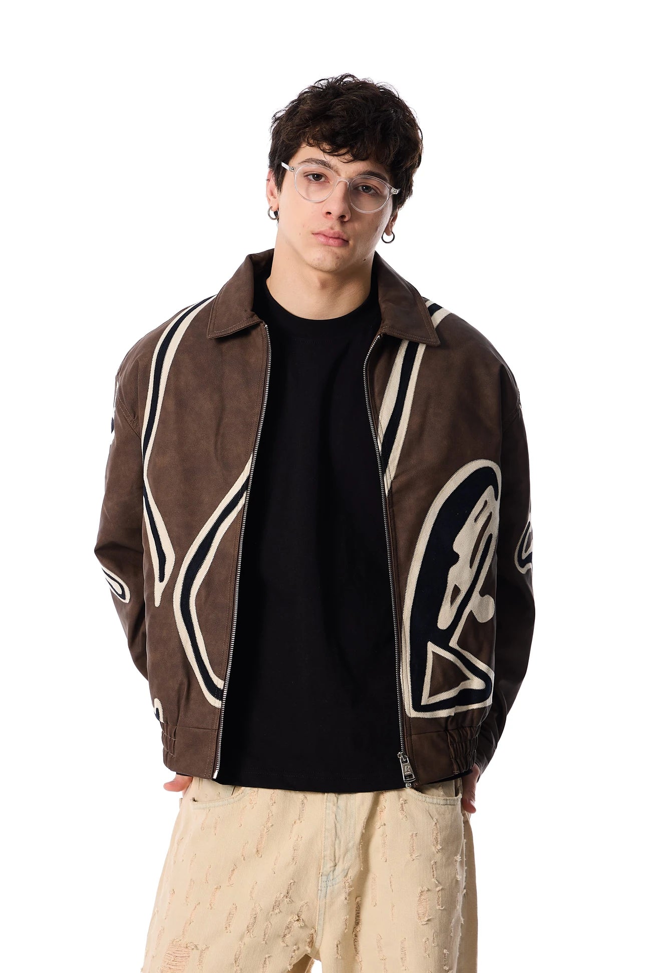 JACKET FAUX LEATHER BROWN 114-k