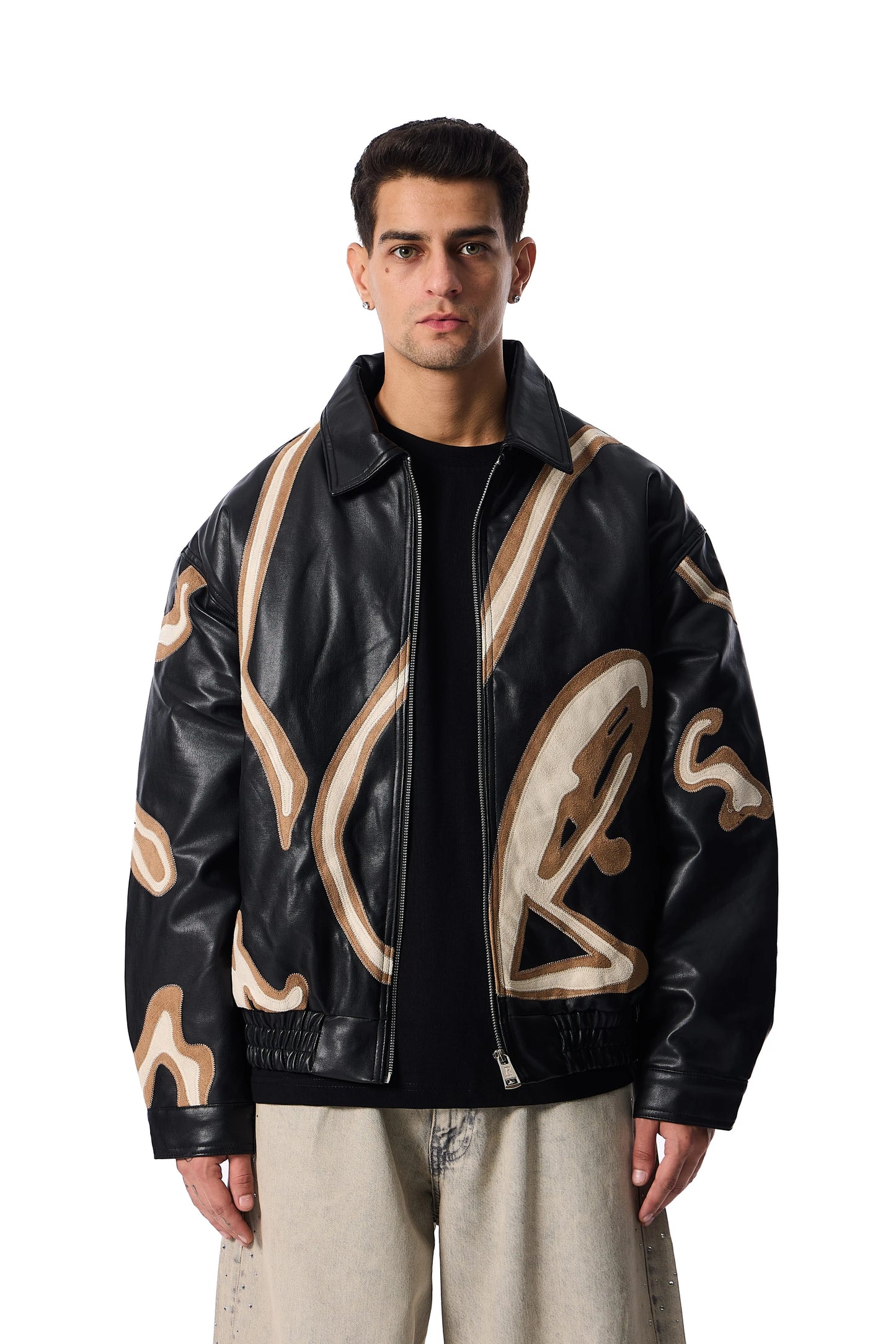 JACKET FAUX LEATHER BLACK 114-K