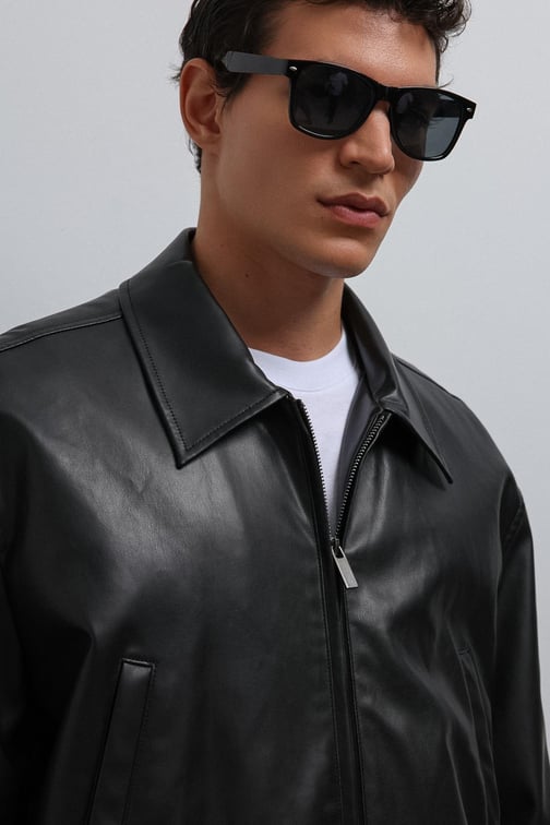 JACKET FAUX LEATHER ZIP 8321